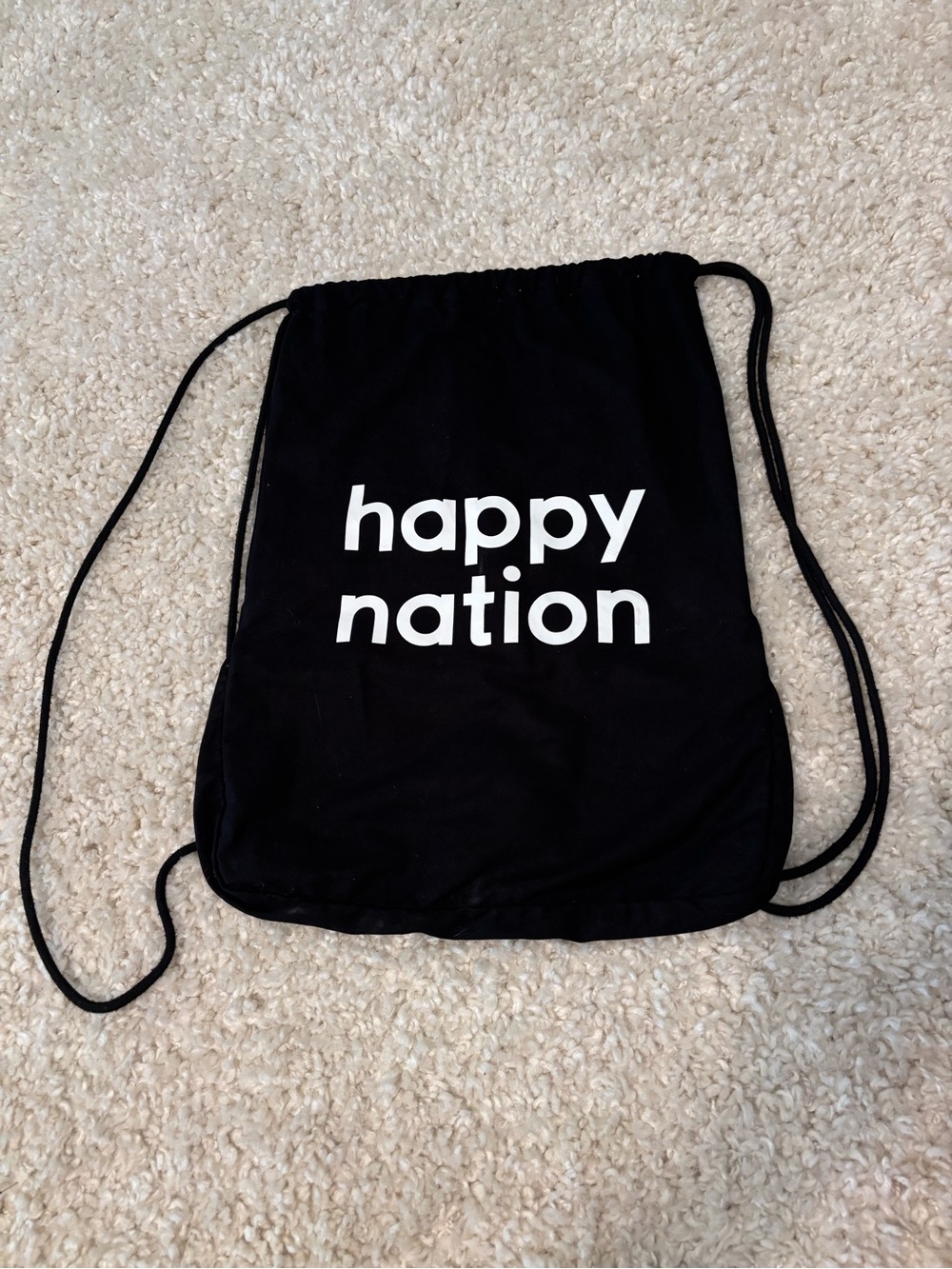 Happy Nation Black Drawstring Backpack